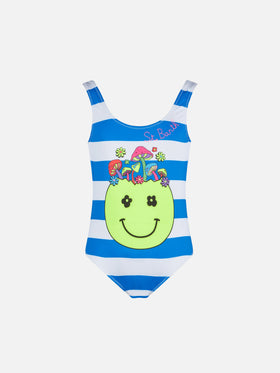 Girl one piece swimsuit with '70 smile print - MC2 Saint Barth