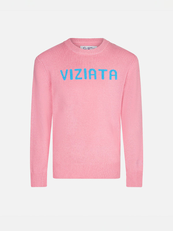 Maglia rosa da bambina con stampa Viziata