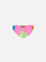 Slip da bagno da bambina con stampa bandana fluo