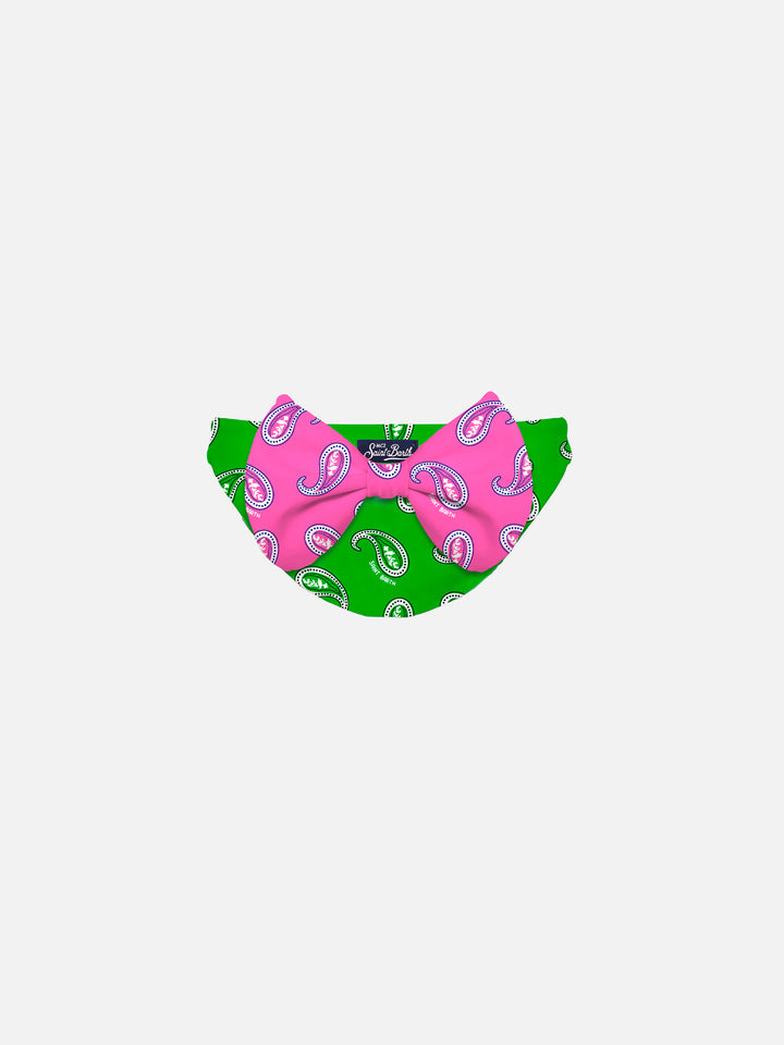 Girl swim briefs with paisley print
