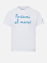 Girl t-shirt with Portami al mare! lettering