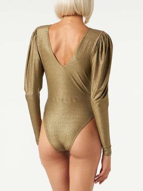 Knitted glitter gold Bodywear / one piece swimsuit - MC2 Saint Barth