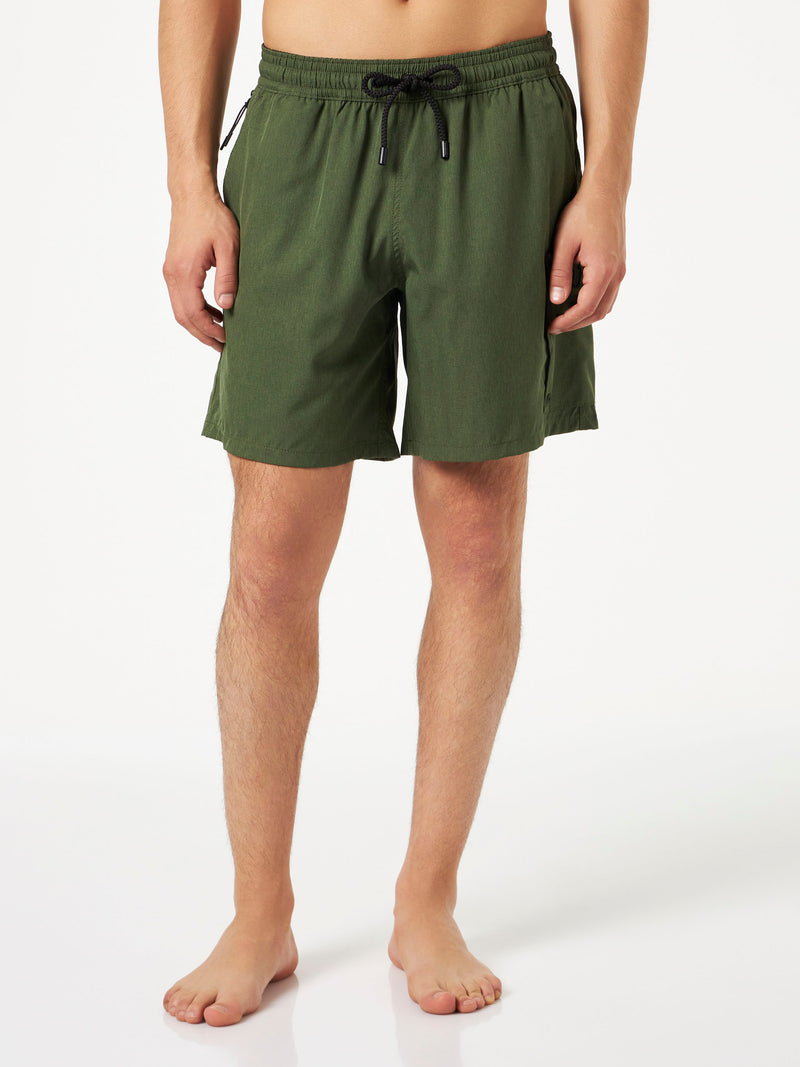 Man military green comfort and stretch swim shorts