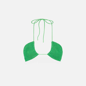 Woman green crinkle bandeau top