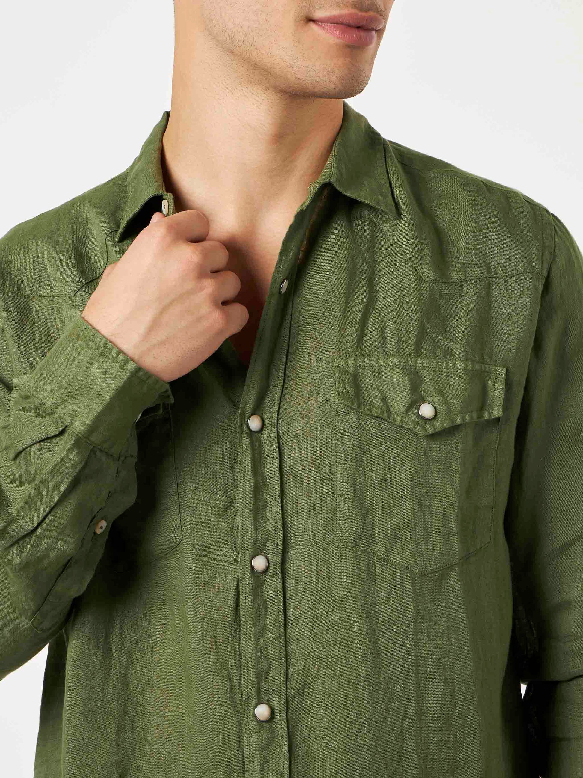 Dark green linen shirt - MC2 Saint Barth