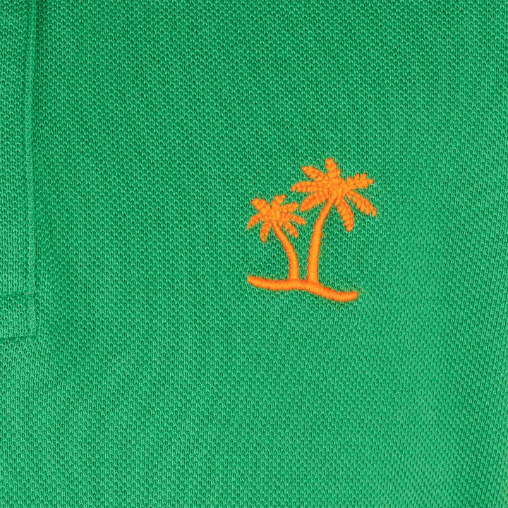 Boy green piquet polo with orange St. Barth logo - MC2 Saint Barth