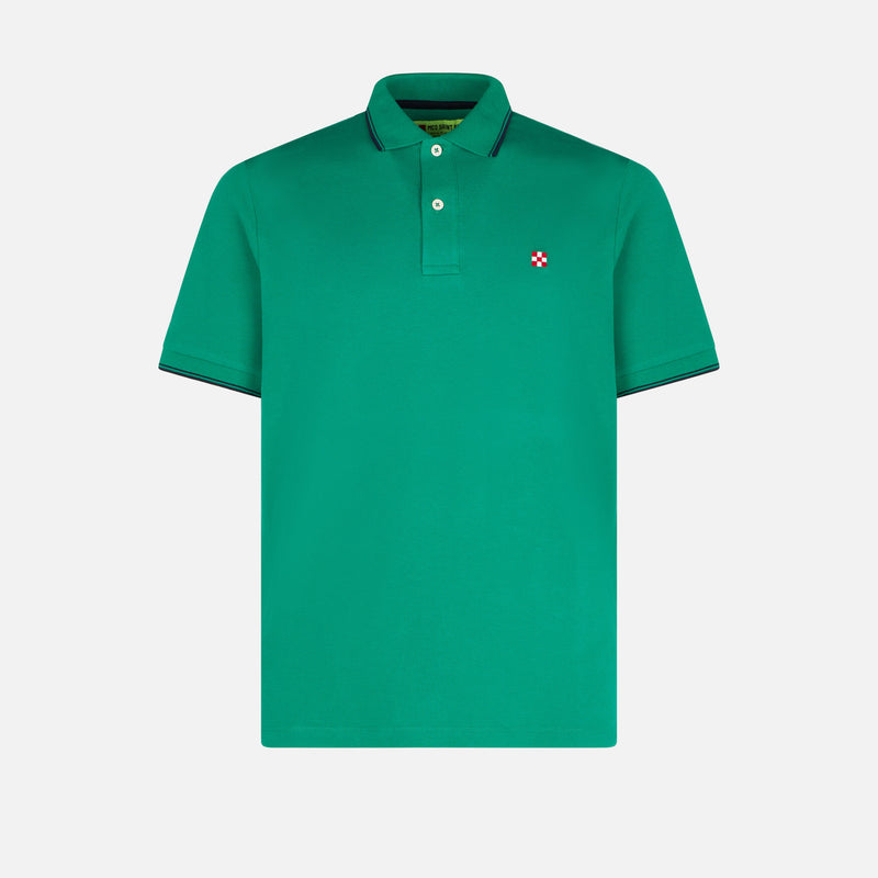 Green polo with St. Barth check logo