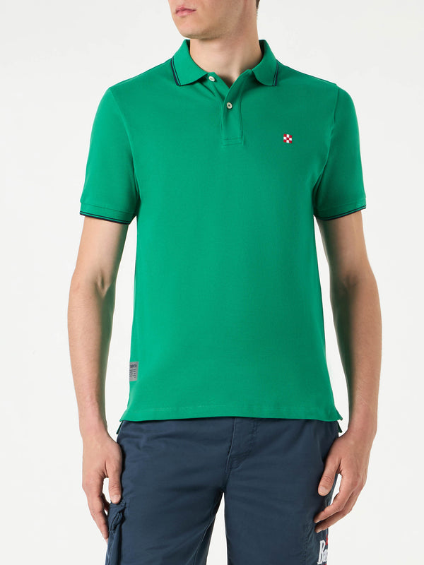 Polo verde con logo St. Barth check