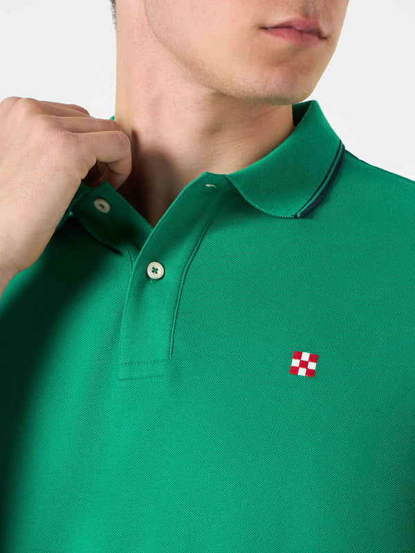 Polo verde con logo St. Barth check