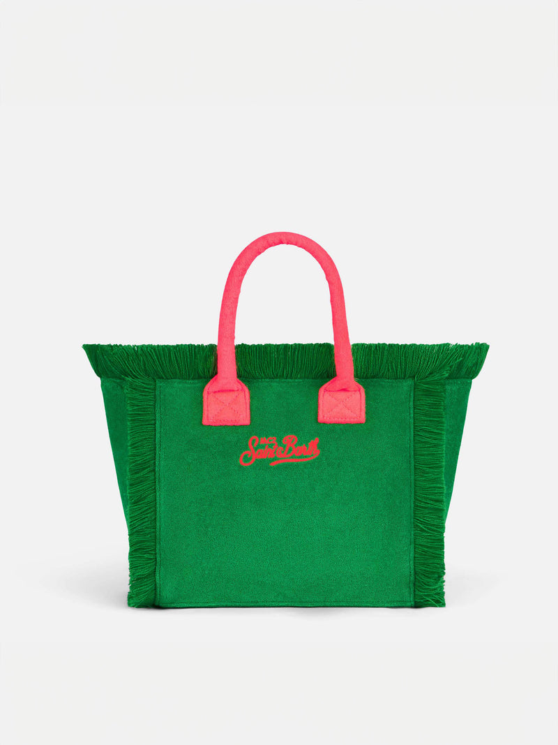 Borsa Colette in spugna verde con logo Saint Barth