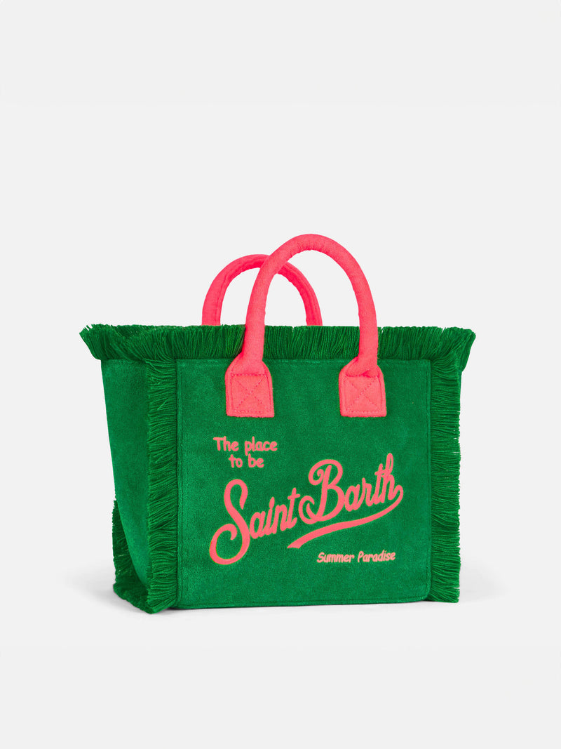 Borsa Colette in spugna verde con logo Saint Barth