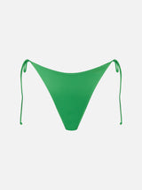 Woman green swim briefs with side laces