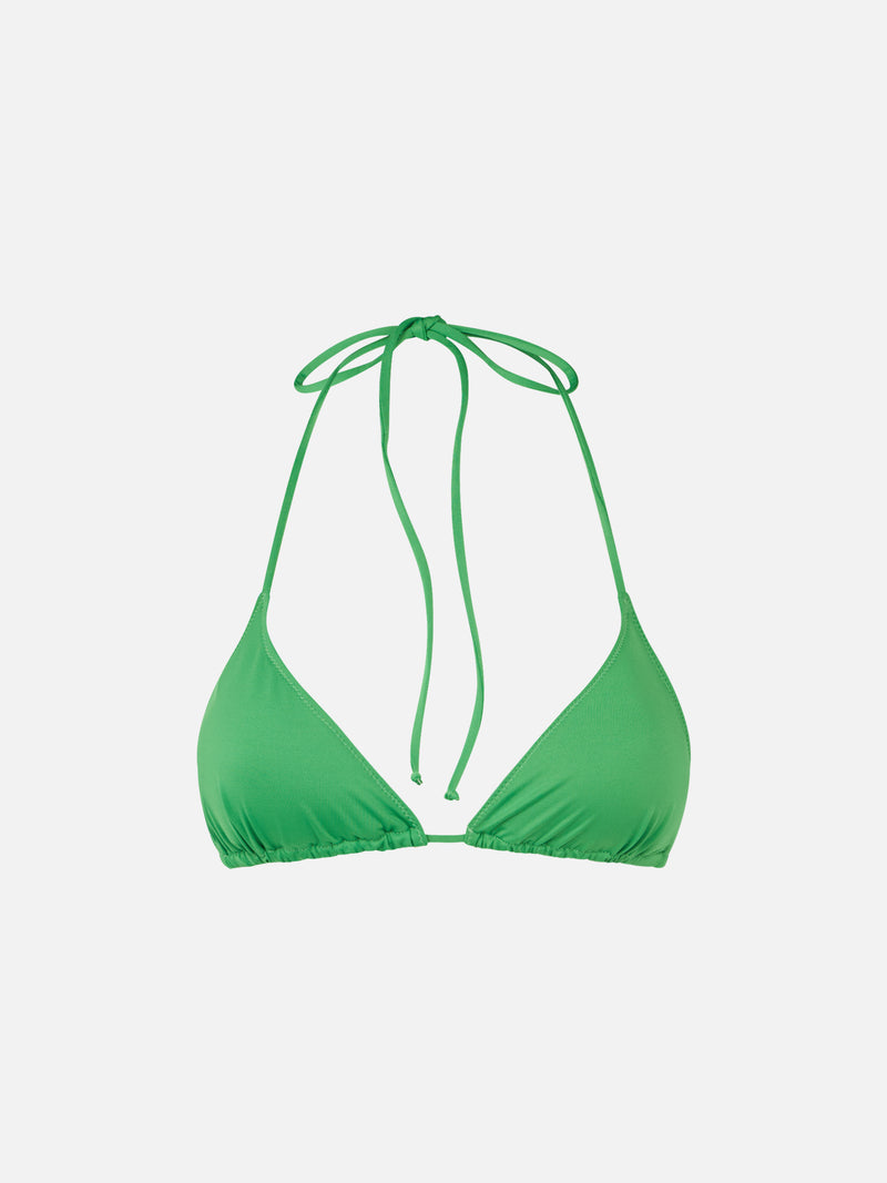 Woman green triangle top swimsuit