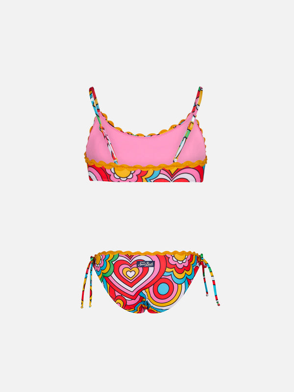 Mädchen-Bralette-Bikini mit mehrfarbigem Aufdruck