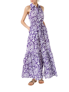 Abito da donna allacciato al collo con stampa paisley