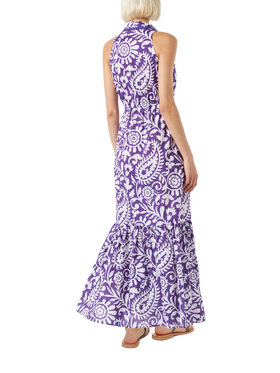 Abito da donna allacciato al collo con stampa paisley