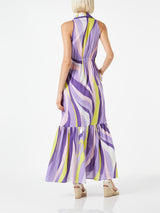 Woman halterneck dress with wave print