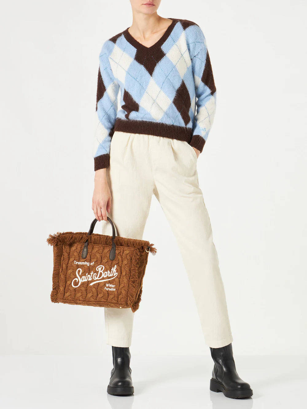 Colette handbag with tartan print
