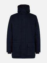 Parka da uomo blu con cappuccio