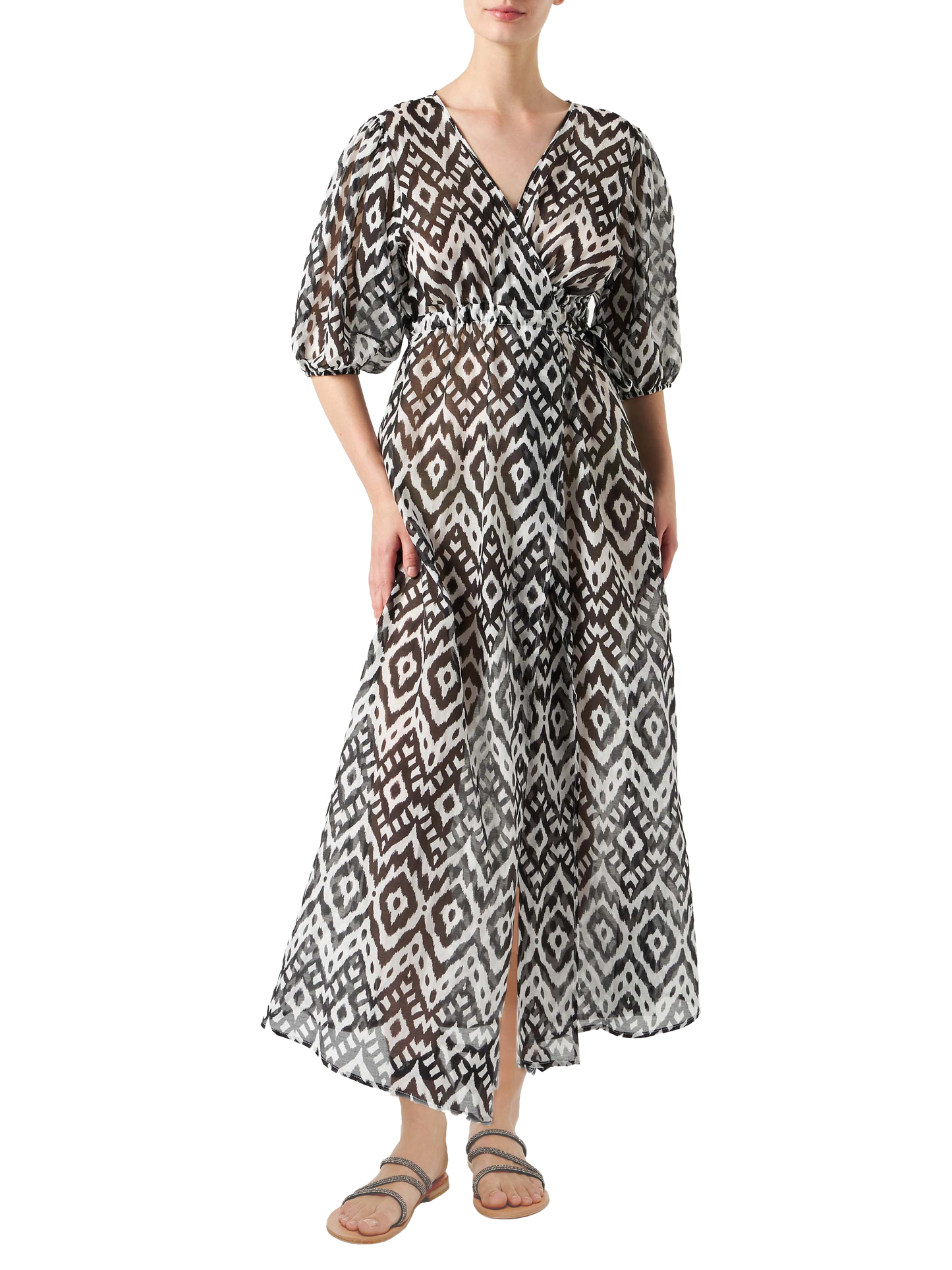 Cotton and silk long dress Bliss with ikat print - MC2 Saint Barth