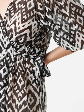 Cotton and silk long dress Bliss with ikat print - MC2 Saint Barth