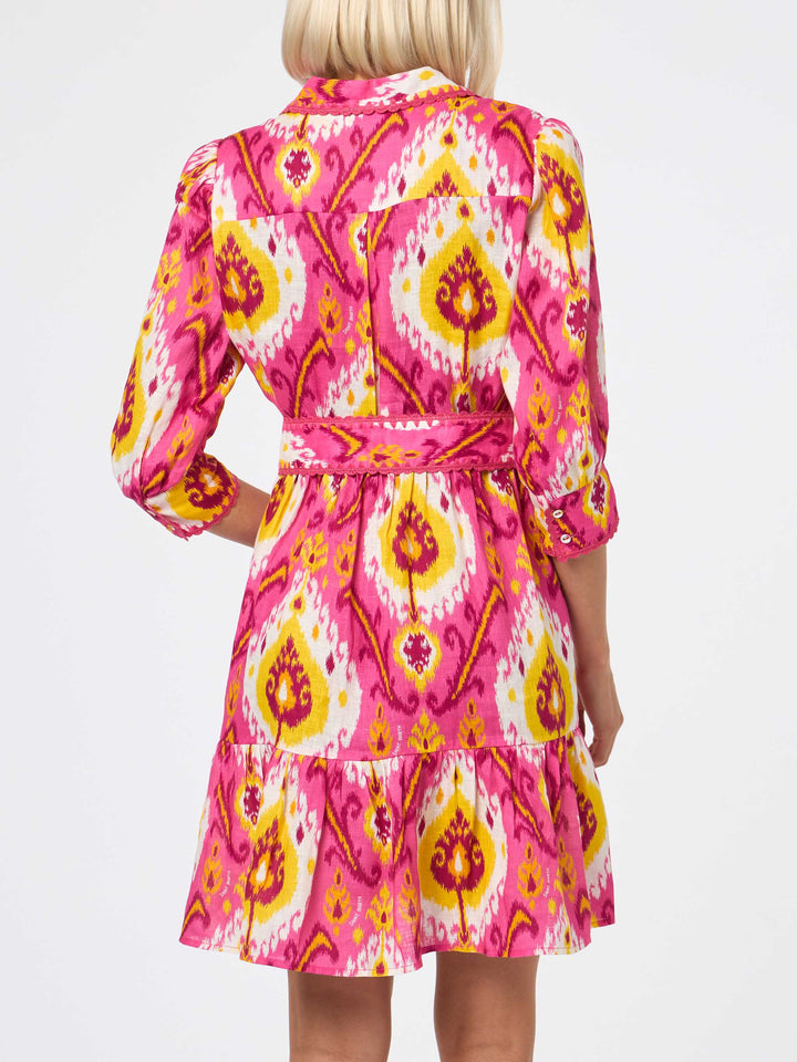 Woman linen short dress Daisi with ikat print - MC2 Saint Barth
