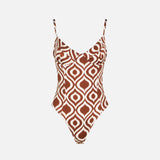 Woman underwire one-piece swimsuit with pattern