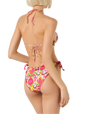 Woman triangle bikini with ikat print