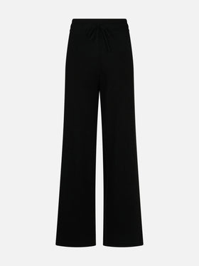 Gestrickte schwarze Palazzo-Hose