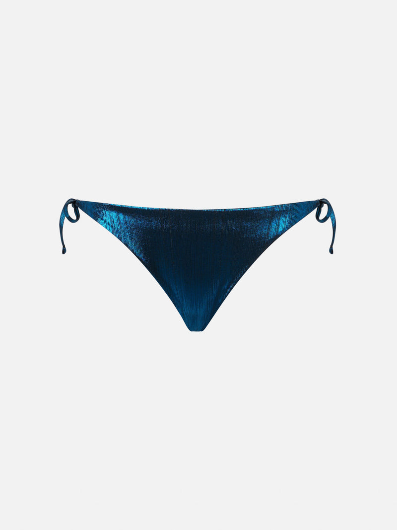 Woman blue laminated swim briefs