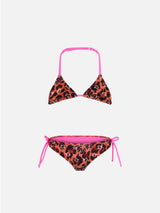 Girl triangle bikini with leo bandanna print