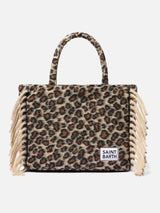 Borsa a spalla Vanity con stampa animalier e frange