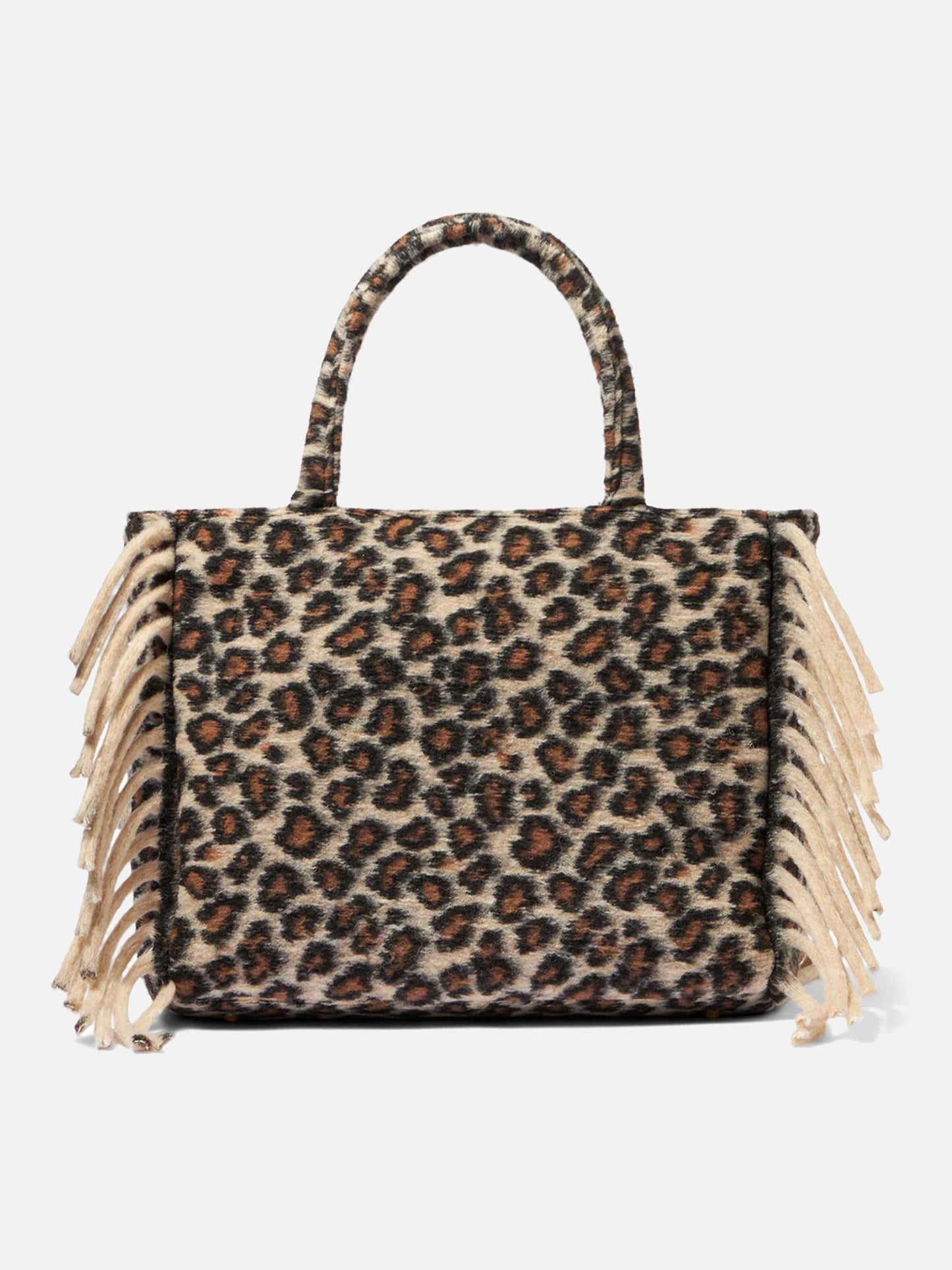 Vanity-Umhängetasche mit Animal-Print und Fransen