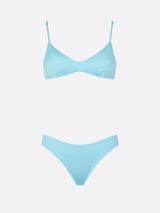 Woman light blue bralette bikini