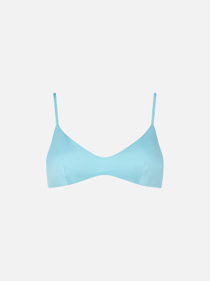 Woman light blue bralette top swimsuit