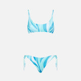 Damen-Bralette-Bikini mit Shape-Wave-Print