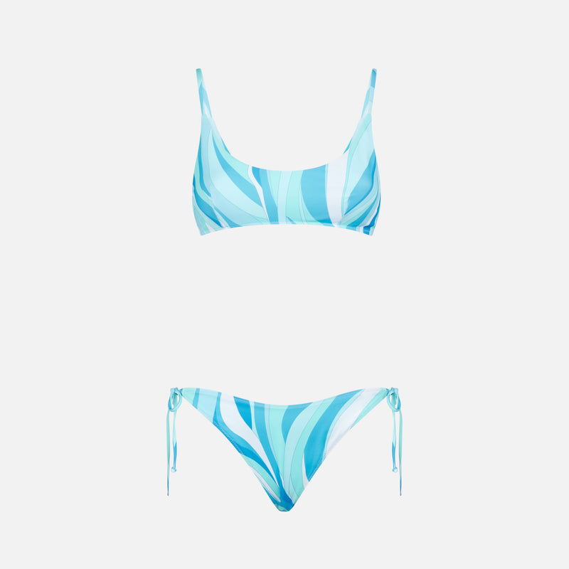 Damen-Bralette-Bikini mit Shape-Wave-Print