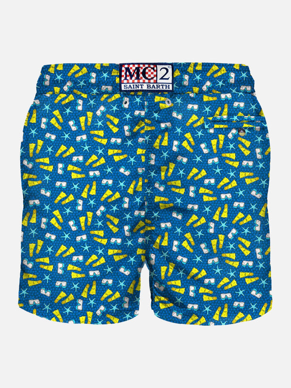 Costume da bagno da uomo in tessuto leggero stampa snorkeling