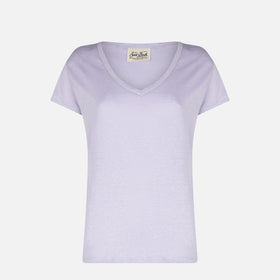 Lilafarbenes Leinen-T-Shirt für Damen Eloise