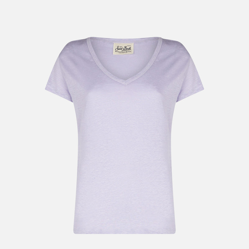 Lilafarbenes Leinen-T-Shirt für Damen Eloise