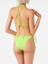 Woman lime green triangle bikini