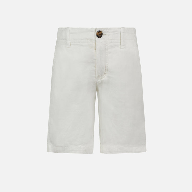 Boy white linen bermuda