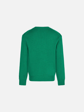 Girl brushed sweater with daisy jacquard