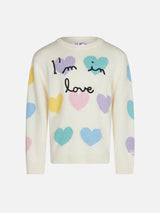 Mädchenpullover mit Herzaufdruck und „I'm in Love“-Stickerei