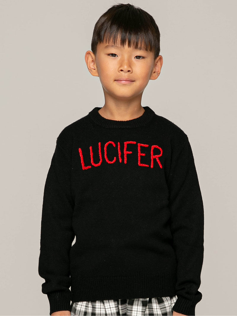 Kid sweater with Lucifer embroidery