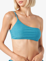 Lurex sky one shoulder bralette