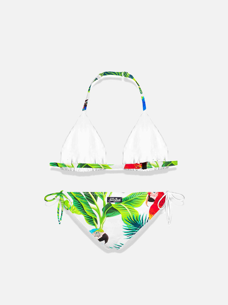 Girl bikini parrots print