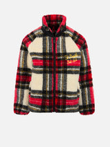 Giubbotto sherpa da bambina con stampa tartan