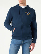 Blauer Kapuzenpullover aus Baumwolle mit Magnum Marine Saint Barth-Stickerei | MAGNUM MARINE SONDEREDITION