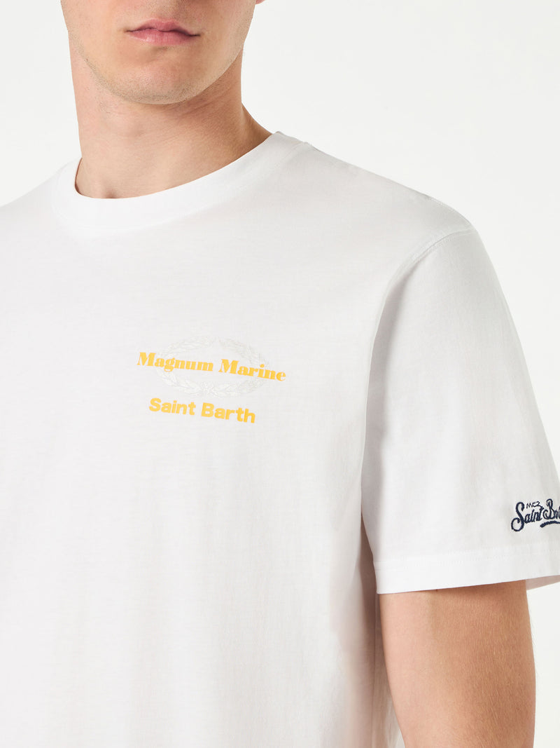 Man cotton t-shirt with Magnum Marine Saint Barth print